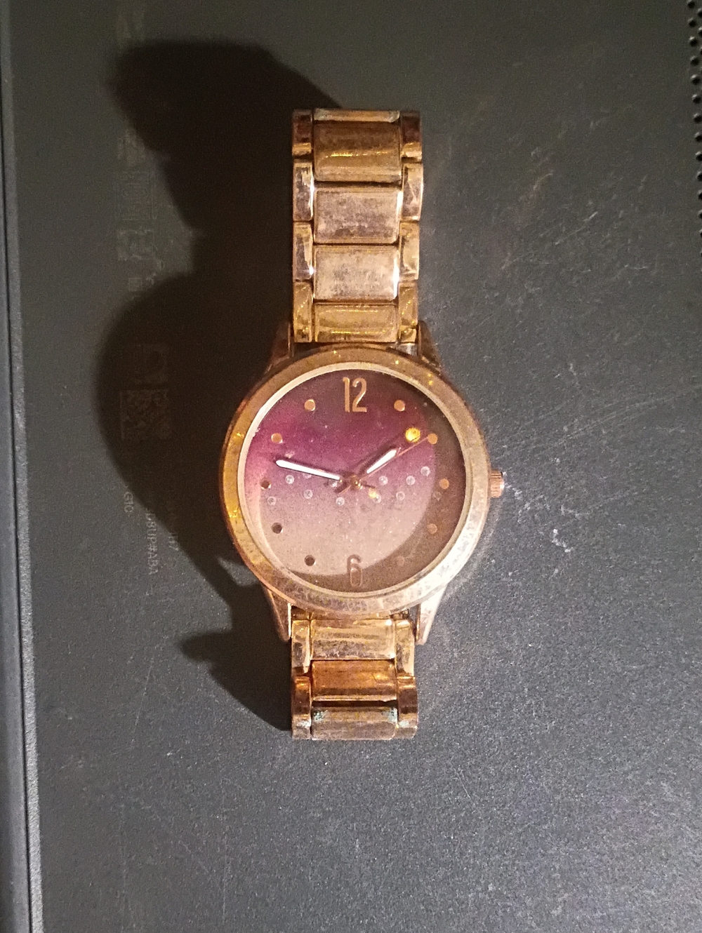 Geneva Gold Tone Watch with Purple Gradient Dial